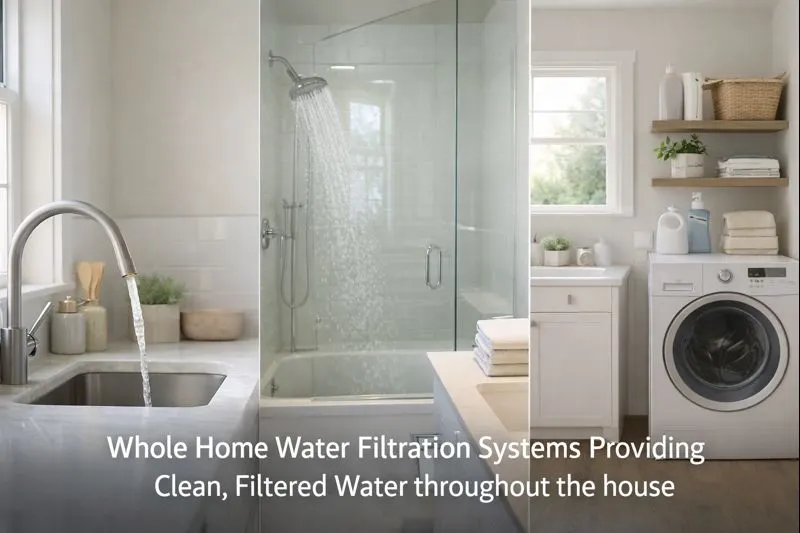 Whole home water filtration system providing clean, filtered water throughout the house